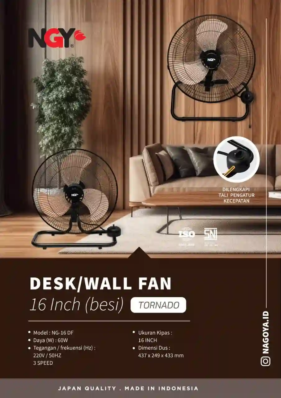 desk wall fan ngy 16 full besi ng 16 dw