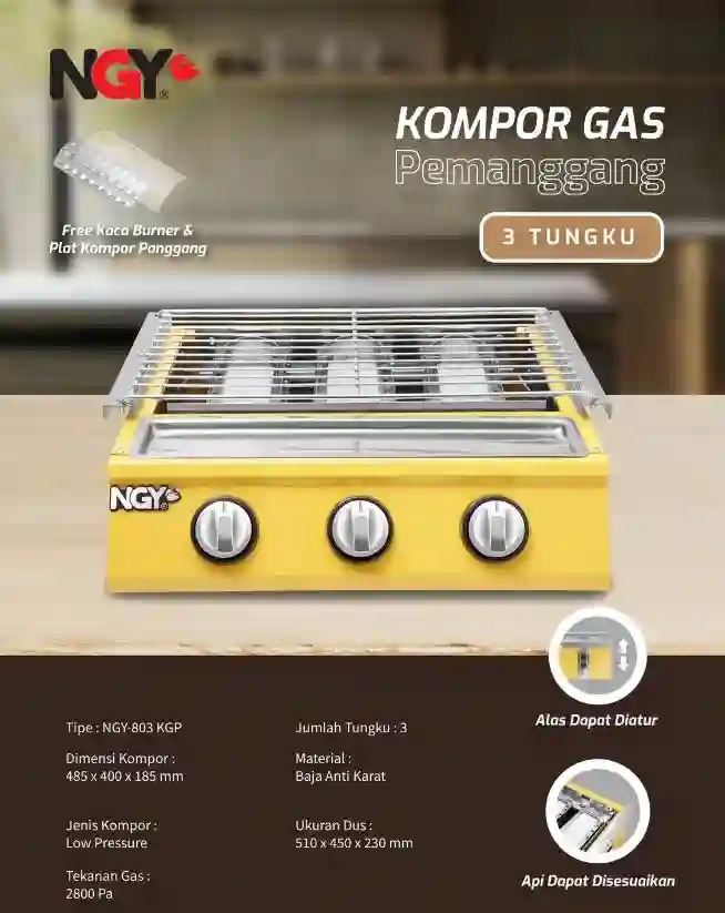 kompor panggang 3 tungku nagoya 803 kgp