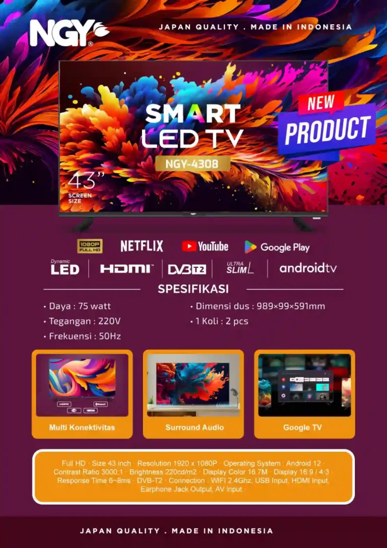 led tv smart nagoya 43 inch ngy 4308s rp. 2,800,000