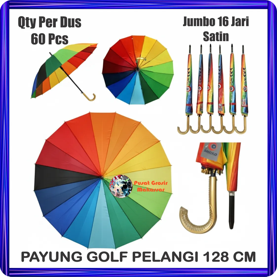 payung golf pelangi 128 cm