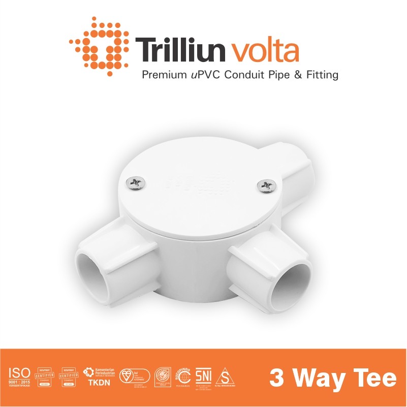 3 way tee volta 20mm putih 1