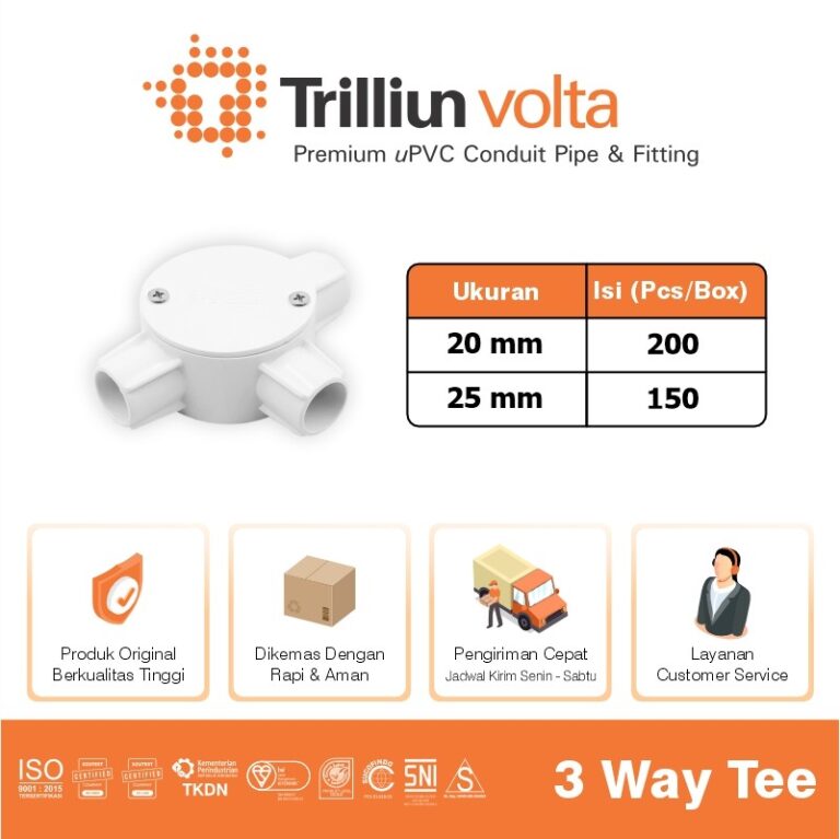 3 way tee volta 20mm putih 2