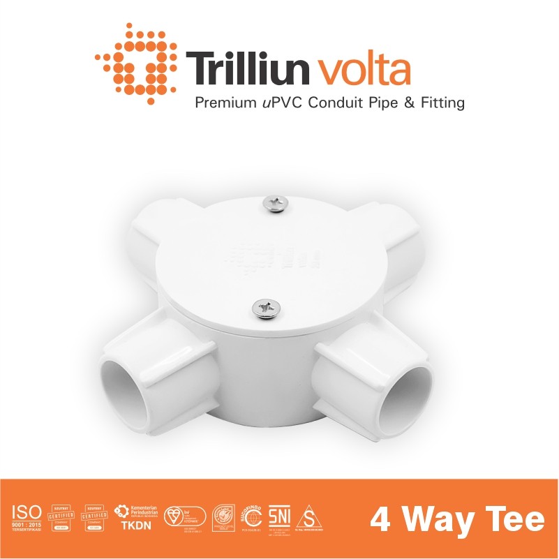 4 way tee volta 20mm putih 1