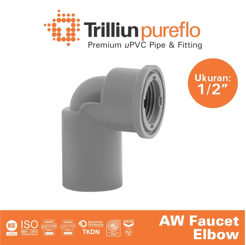 faucet elbow pureflo 1 per 2 aw abu 1