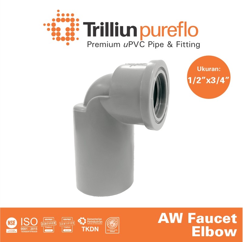 faucet elbow pureflo 1 per 2 x 3 per 4 aw abu 1