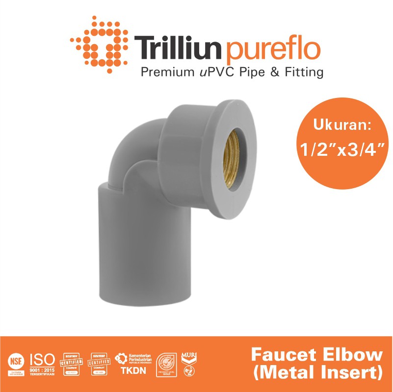 faucet elbow pureflo metal 1 per 2 x 3 per 4 aw abu 1