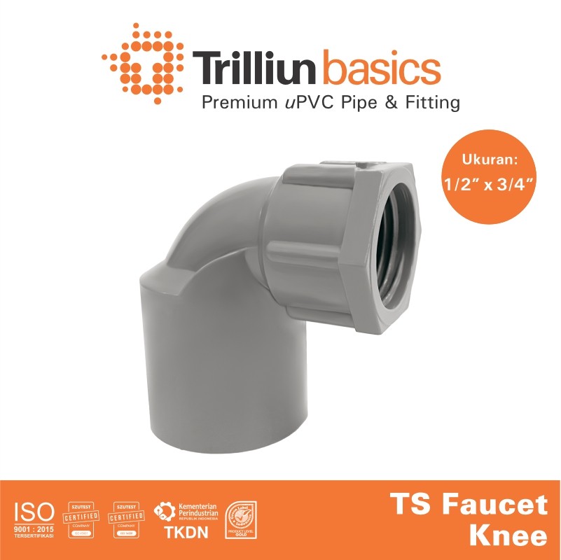 faucet knee trilliun 1 per 2 x 3 per 4 ts abu 1