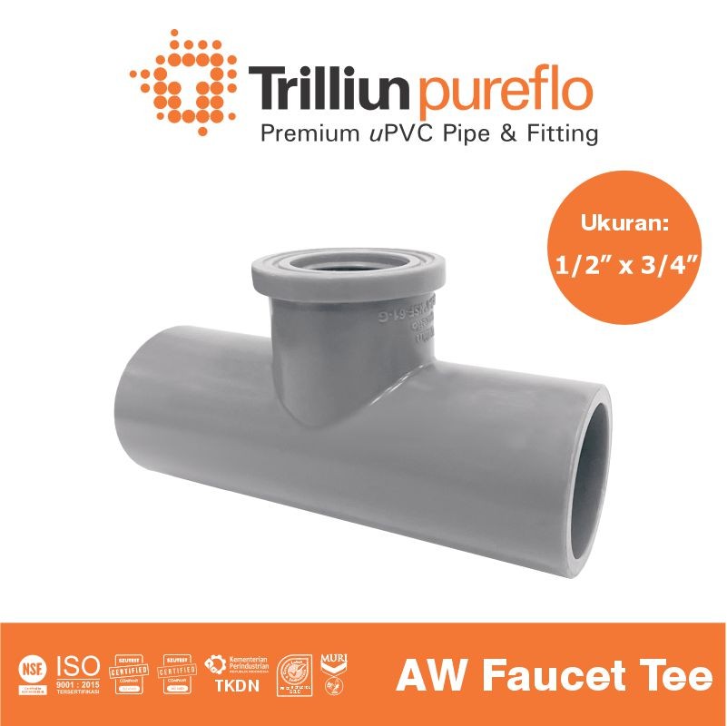 faucet tee pureflo 1 per 2 x 3 per 4 aw abu 1