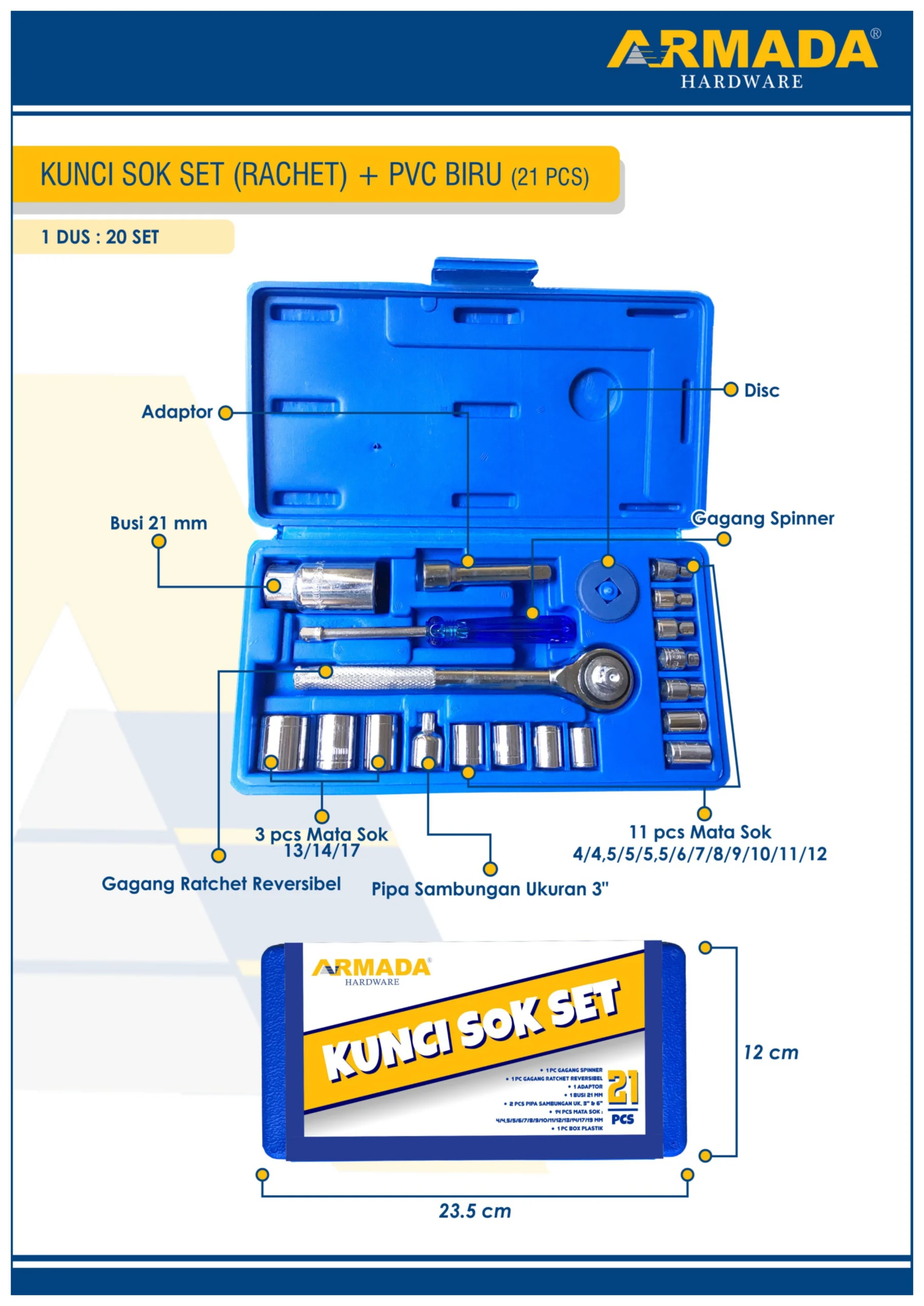 kunci sock set 21pcs