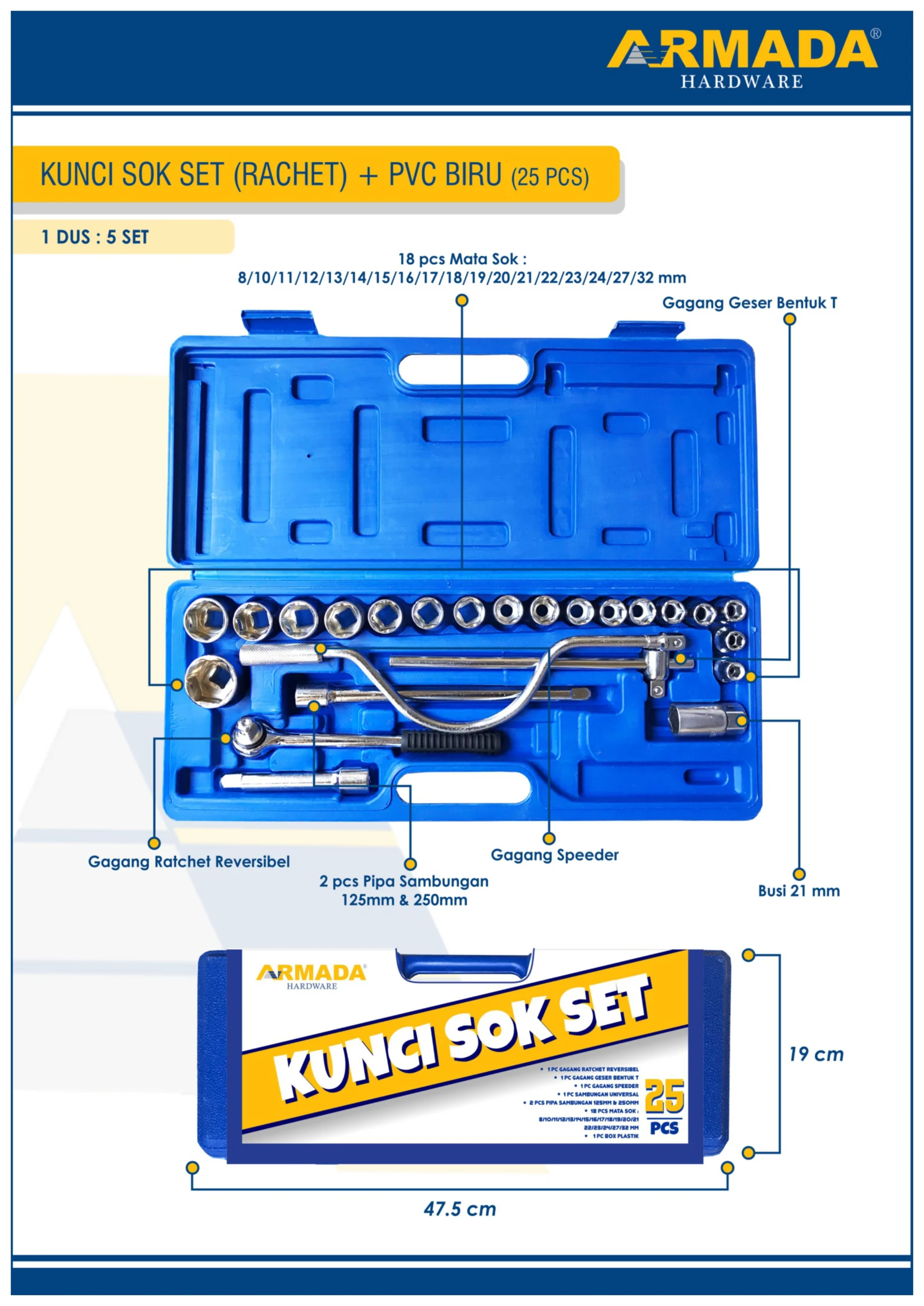 kunci sock set 25pcs