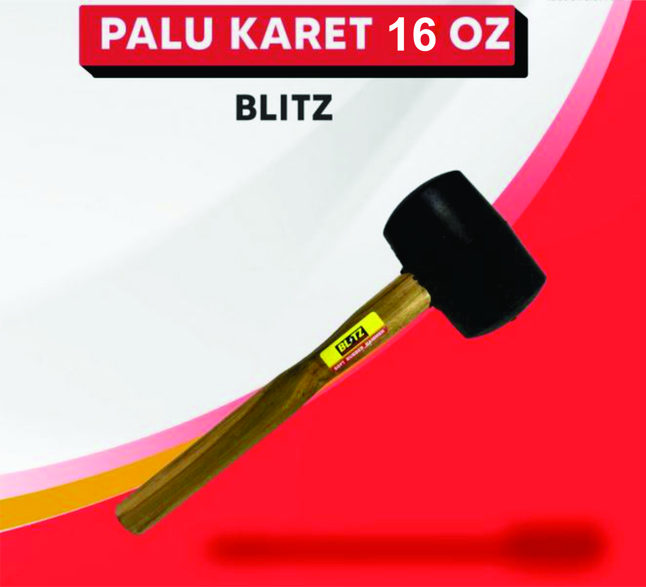palu karet gagang kayu blitz 16 oz