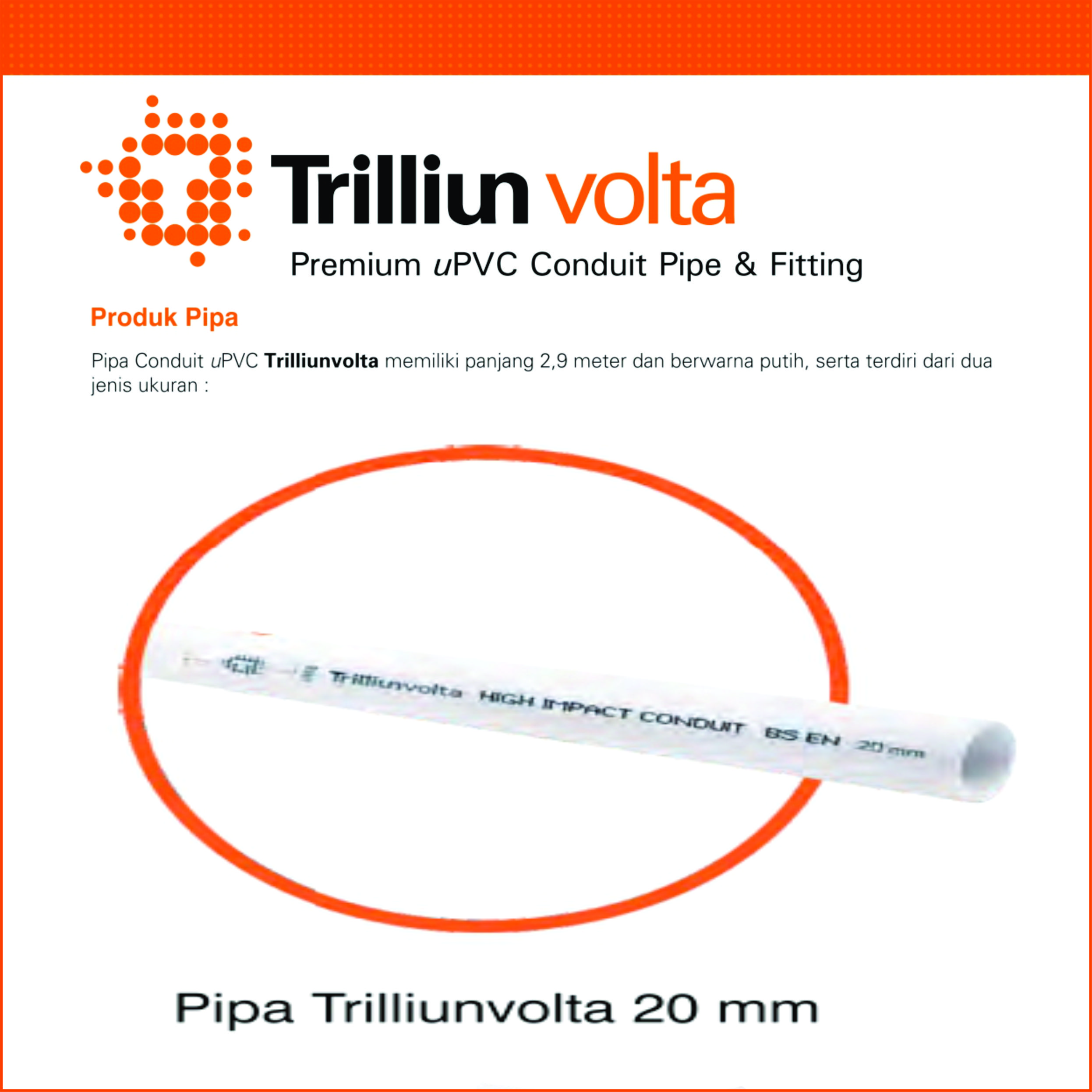 pipa conduit trilliun volta 20 mm