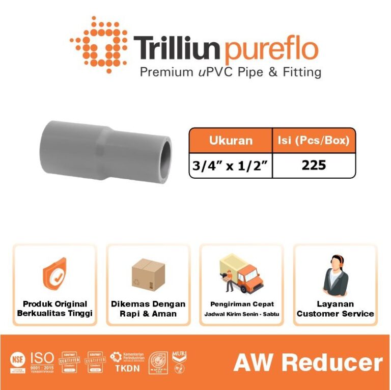 reducer sock pureflo 3 per 4 x 1 per 2 aw abu 2
