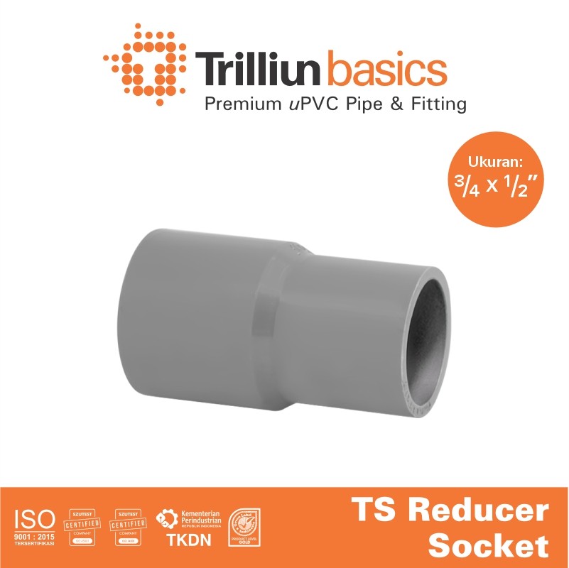 reducer sock trilliun 3 per 4 x 1 per 2 ts abu 1