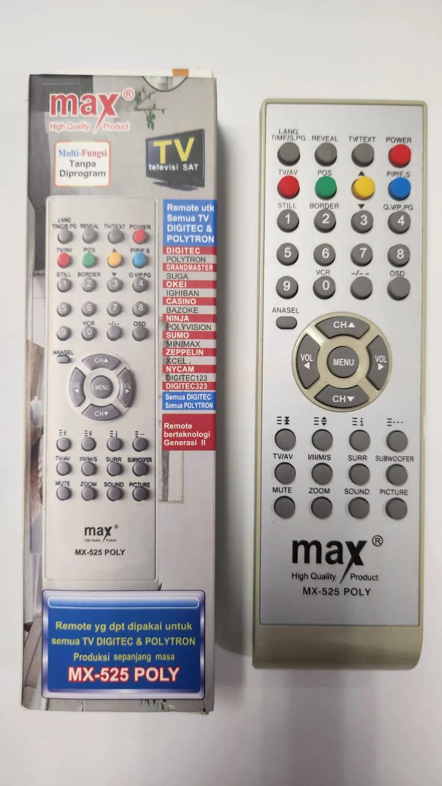 remot multi tv tabung polytron mx525 rp. 14,000