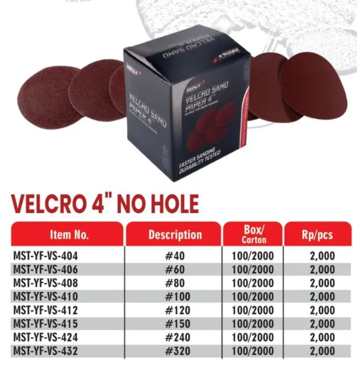 sand paper velcro 4 inch mst p150 rp. 500
