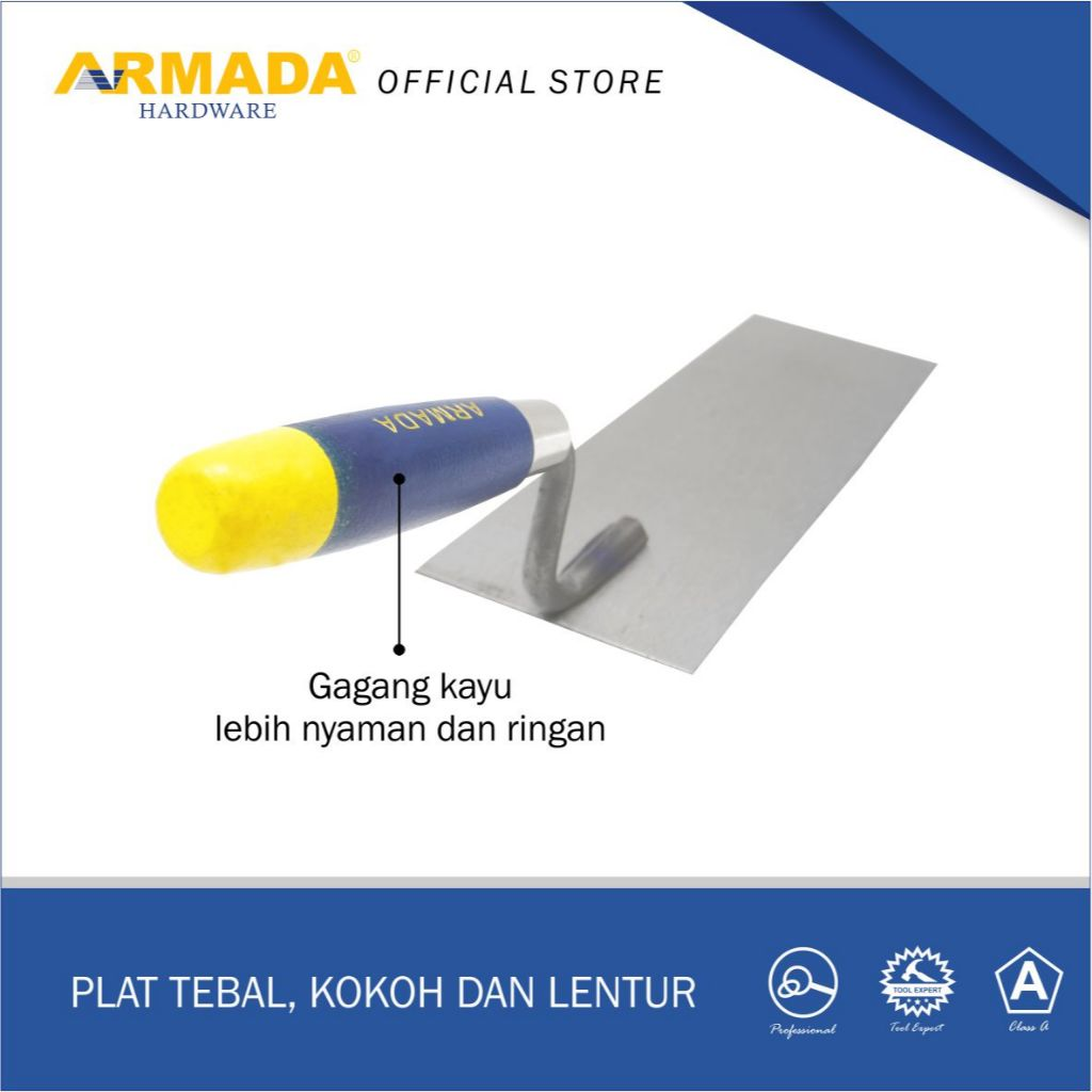 sendok semen rivet gagang kayu segi