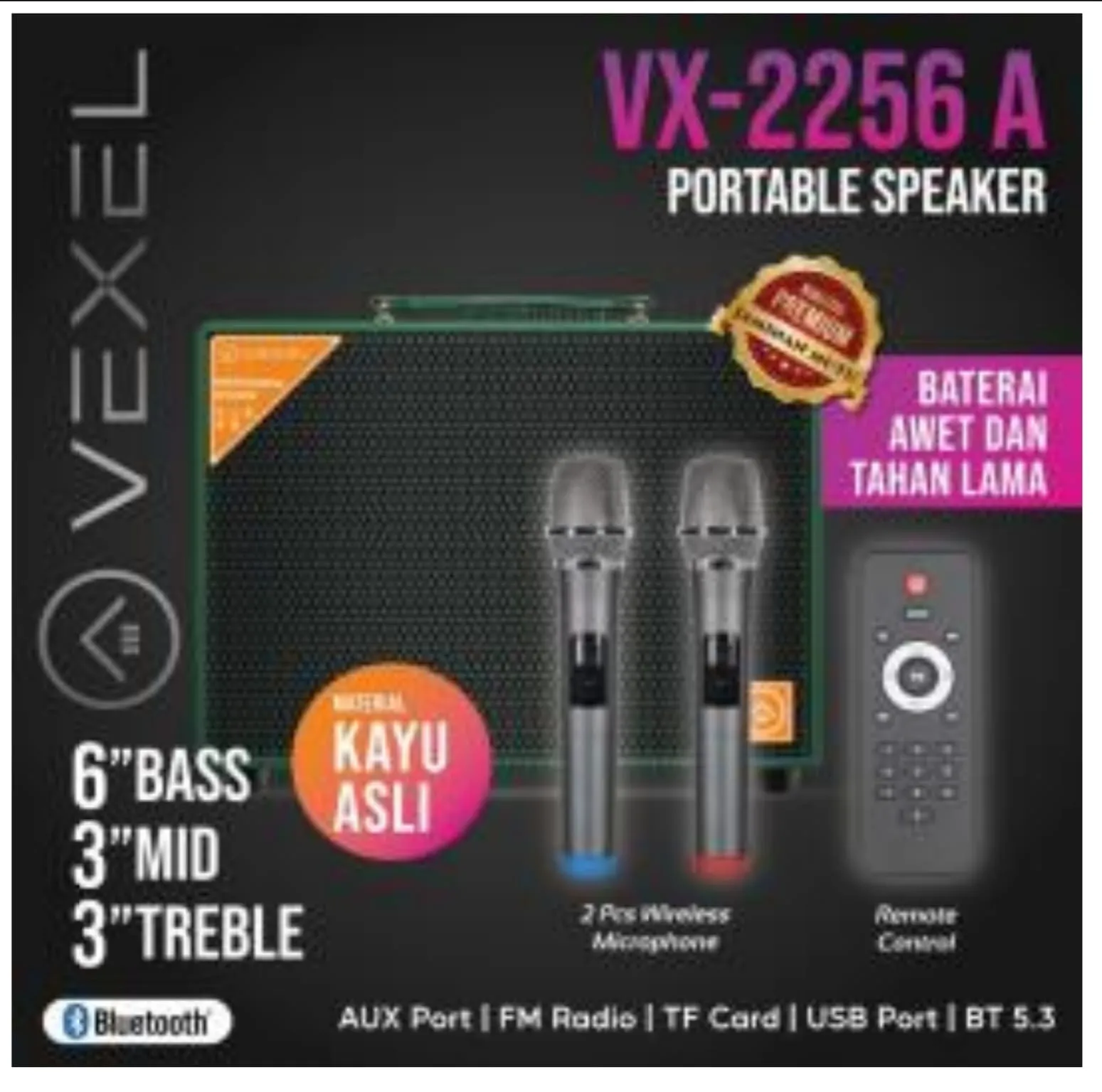 spkr vexel vx 2256a kayu 6 +3 +3 inch rp. 2,200,000