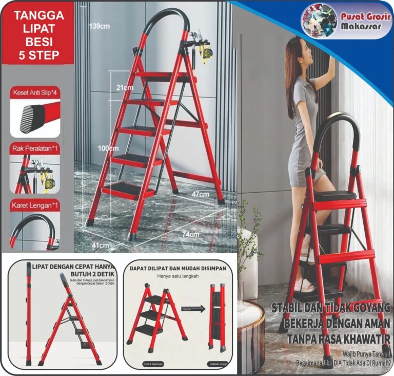 tangga lipat besi 5 step