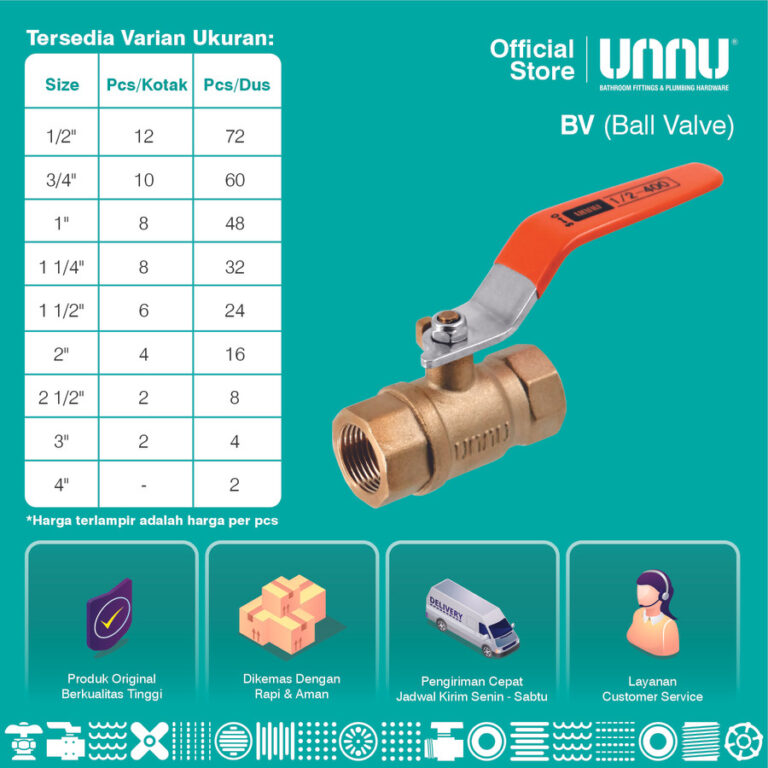 unnu ball valve kuningan 3 per 4 3