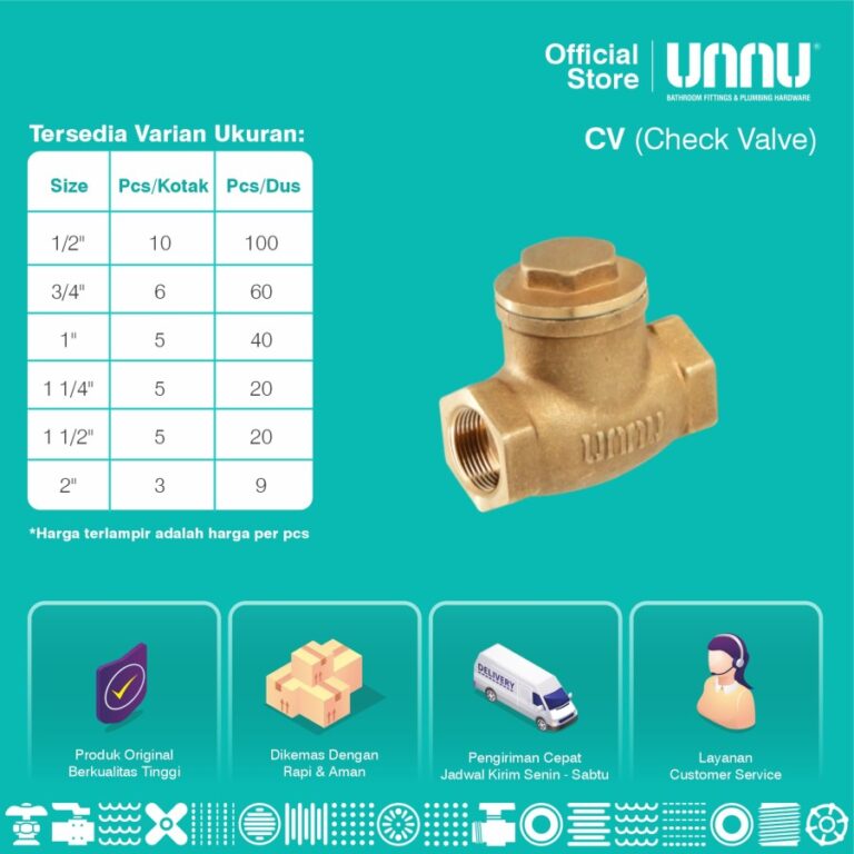 unnu check valve kuningan 1 per 2 3