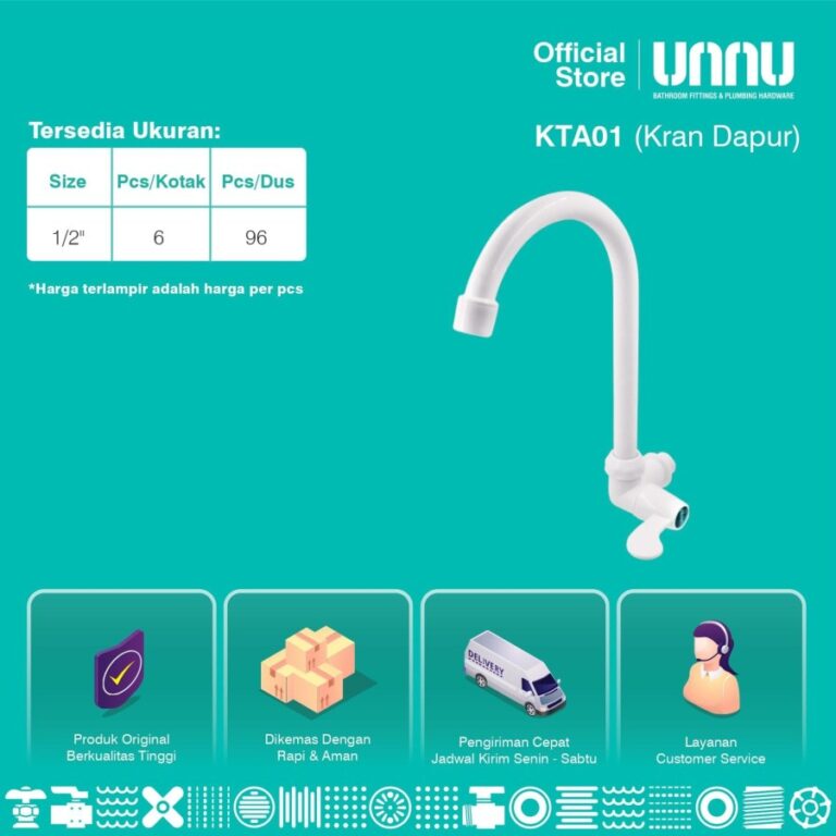 unnu kran dapur putih kta01 1 per 2 3