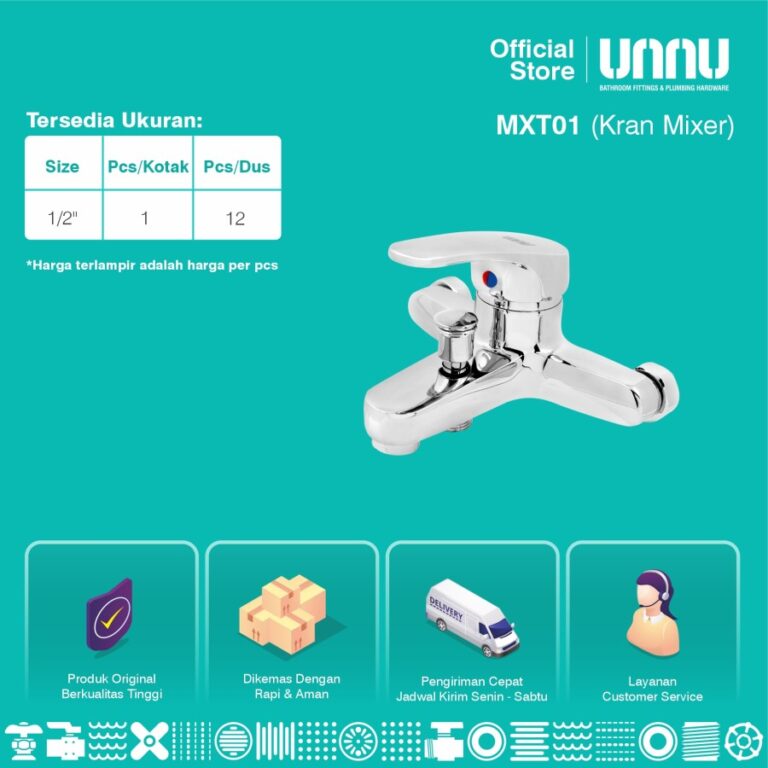 unnu kran mixer panas dingin mxt01 1 per 2 3