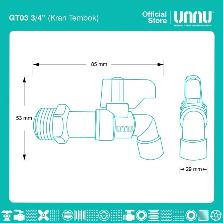 unnu kran tembok gt03 3 per 4 3