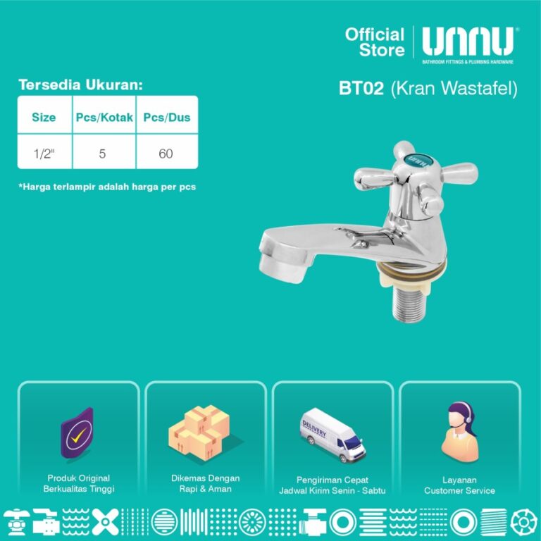 unnu kran wastafel bt02 1 per 2 3