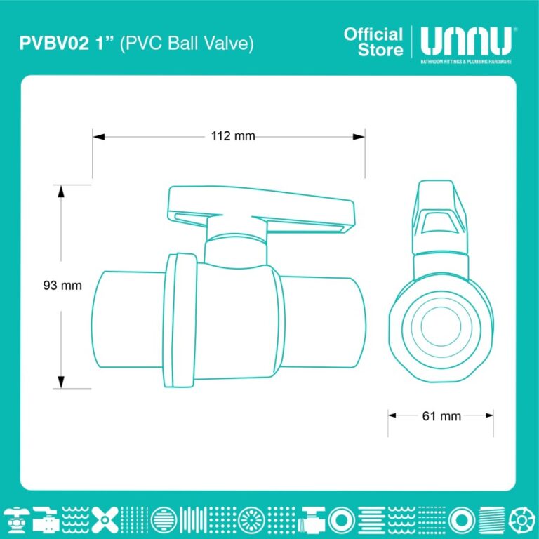 unnu pvc ball valve pvbv02 1 2