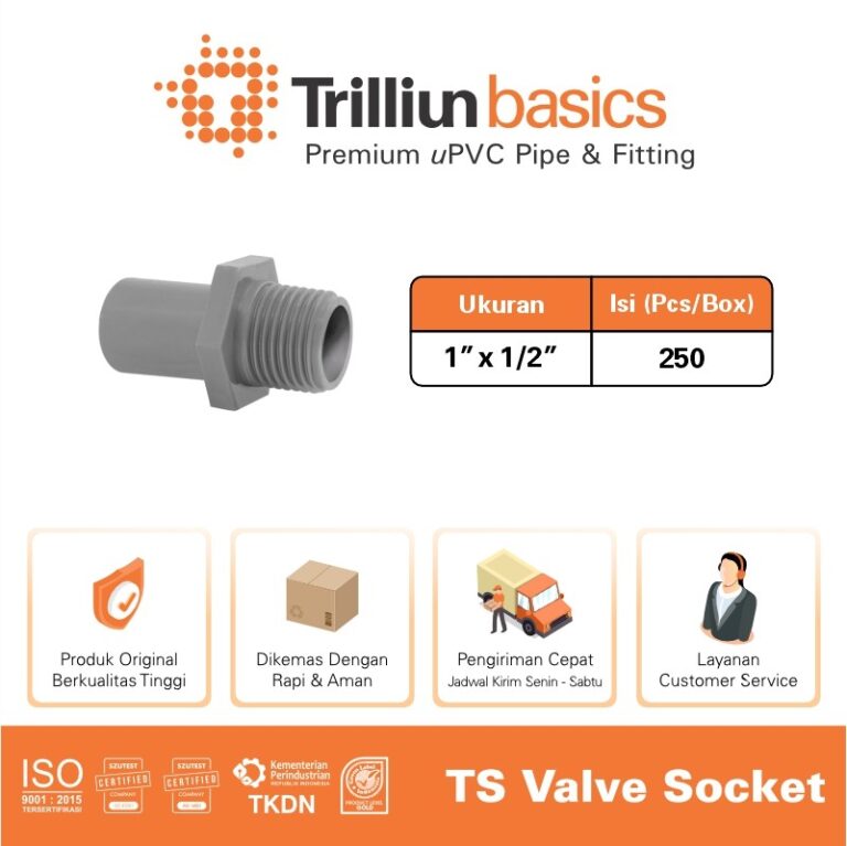 valve sock trilliun 1 x 1 per 2 ts abu 2