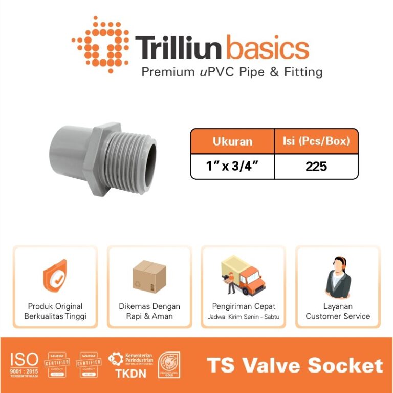 valve sock trilliun 1 x 3 per 4 ts abu 2