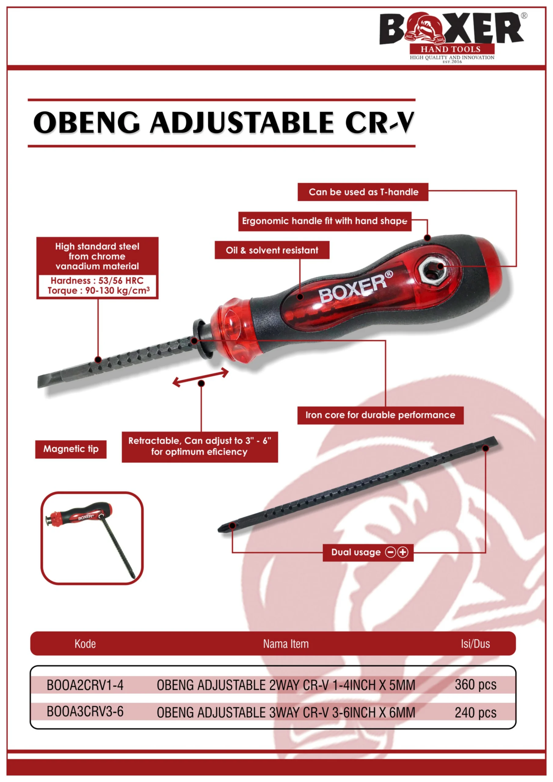 z boxer obeng adjustable crv