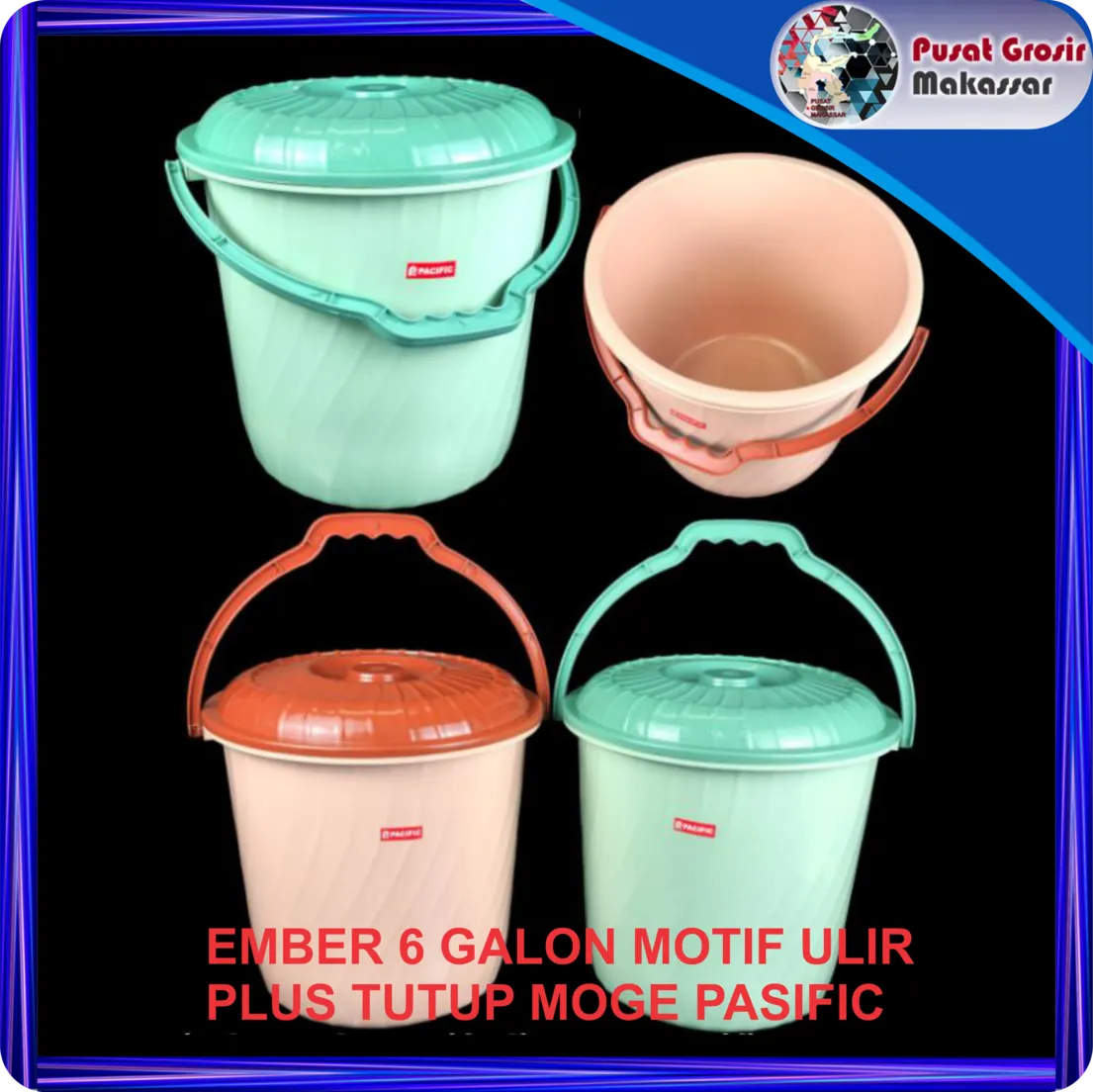 ember 6 galon motif ulir + tutup moge pasific