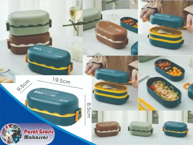 lunch box bento 850 ml 2 susun + sendok 1