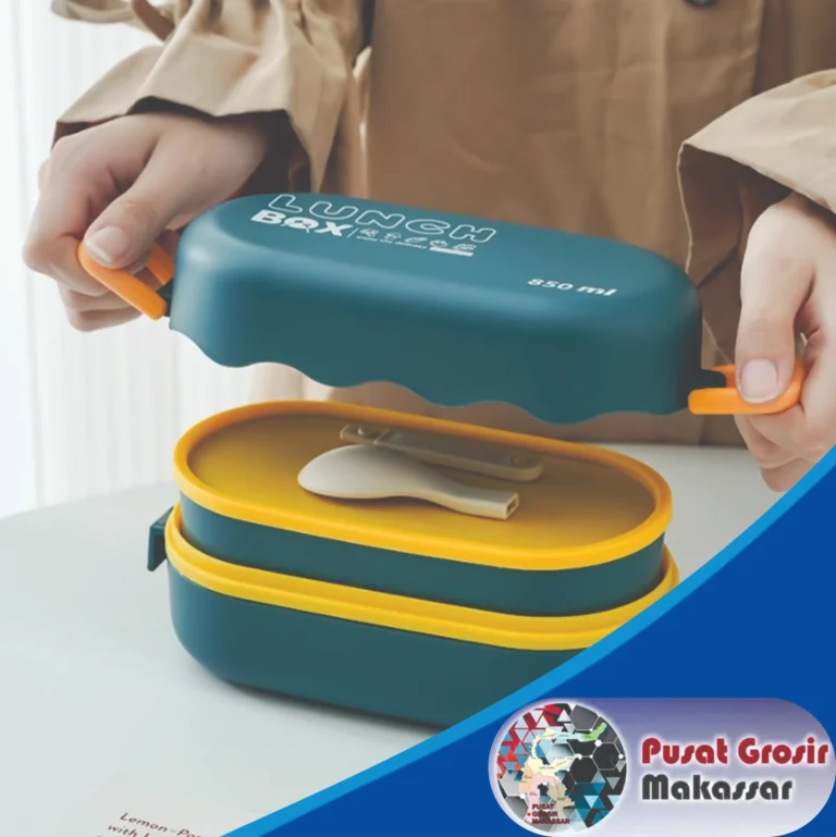 lunch box bento 850 ml 2 susun + sendok 3