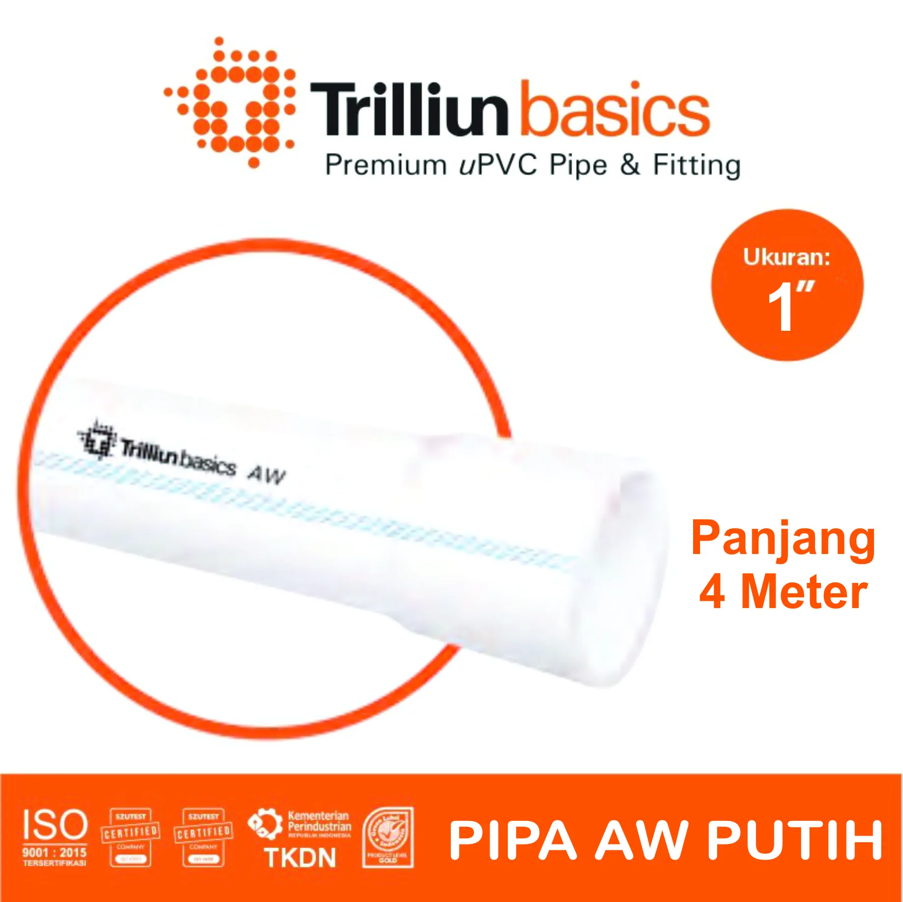 pipa trilliun 3 per 4 inch aw putih min