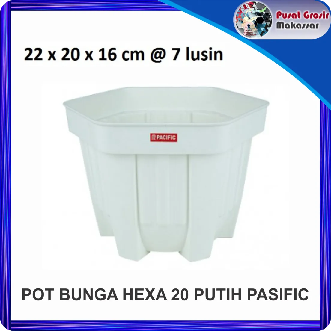 pot bunga hexa 20 putih pasific