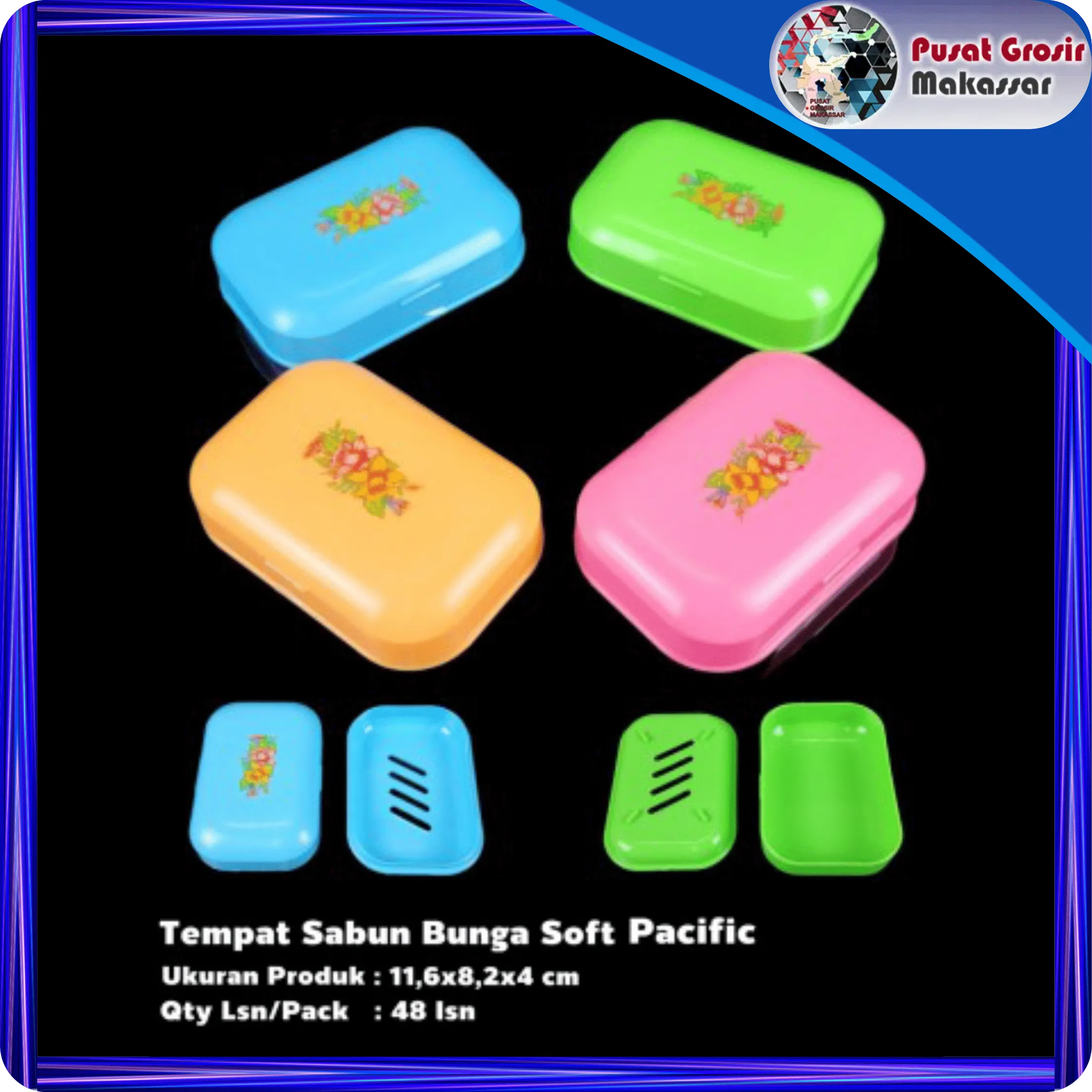 tempat sabun motif bunga + tutup soft pasific