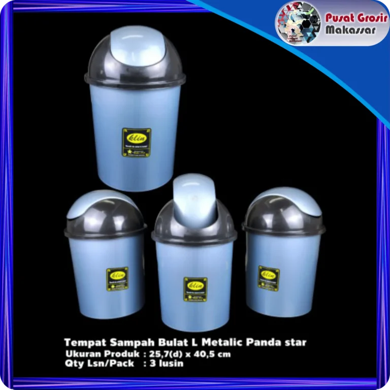 tempat sampah bulat l metalik panda