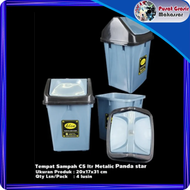 tempat sampah segi 5 ltr metalik panda