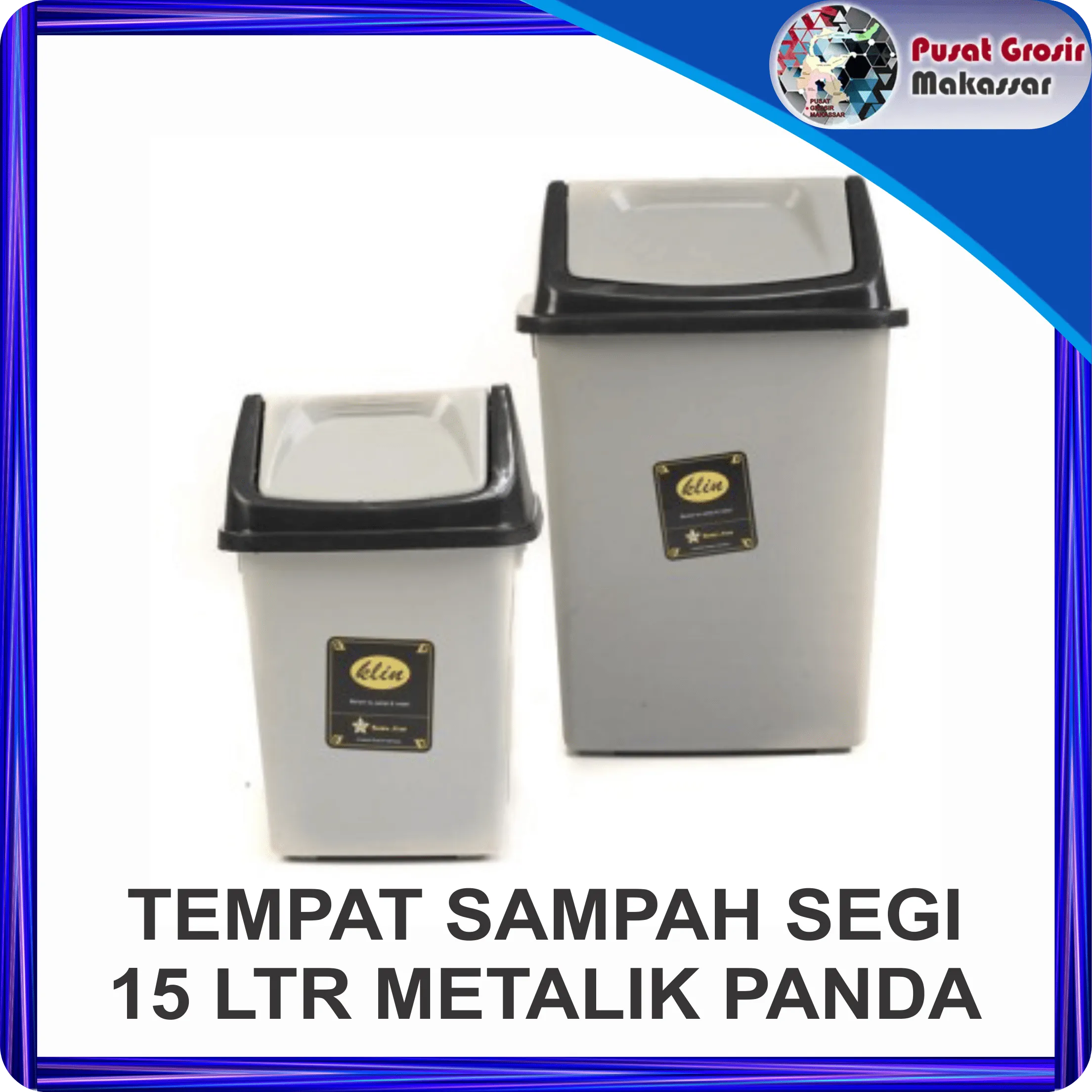 tempat sampah segi c.15 ltr metalik panda