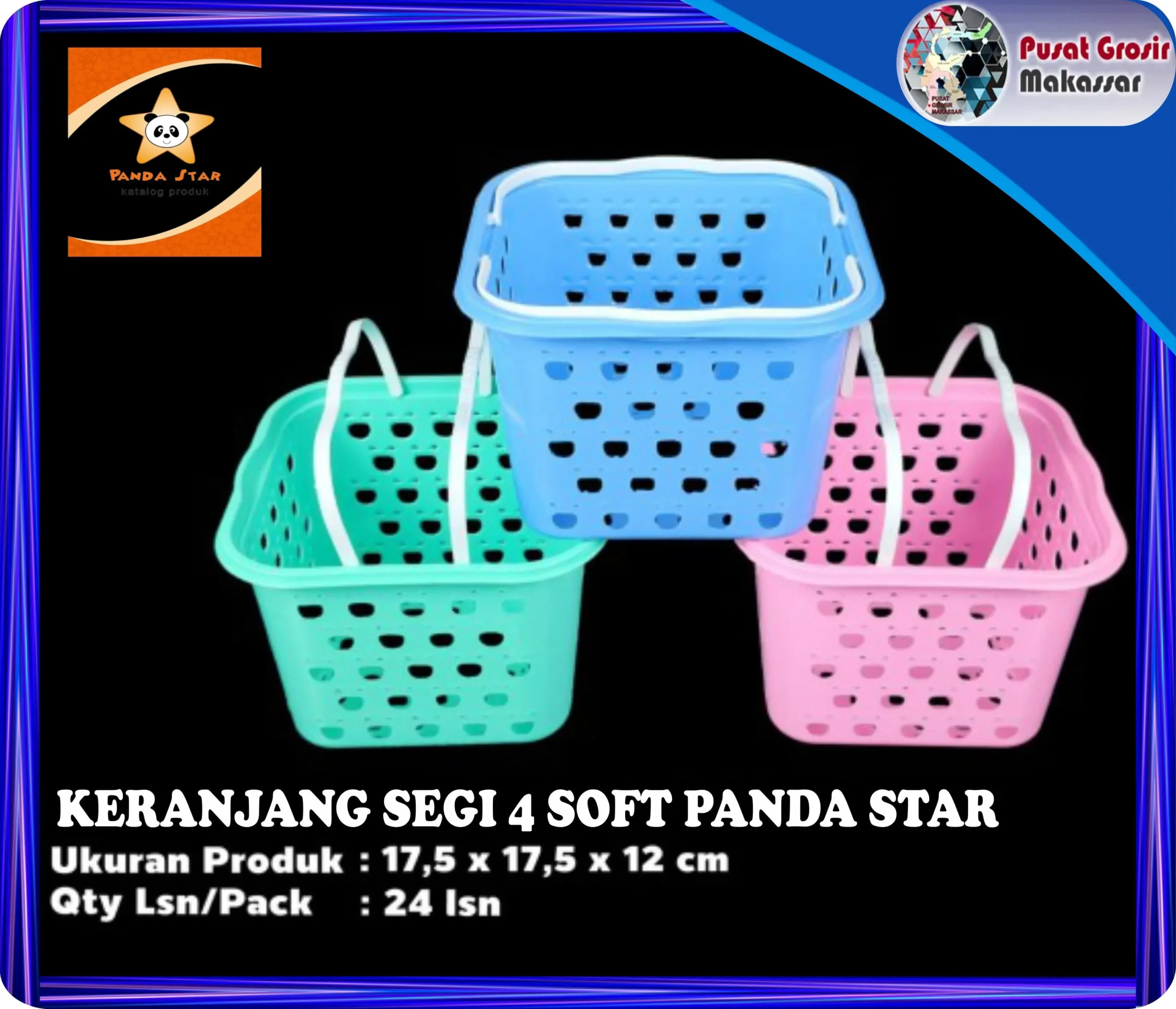 keranjang segi 4 soft panda star