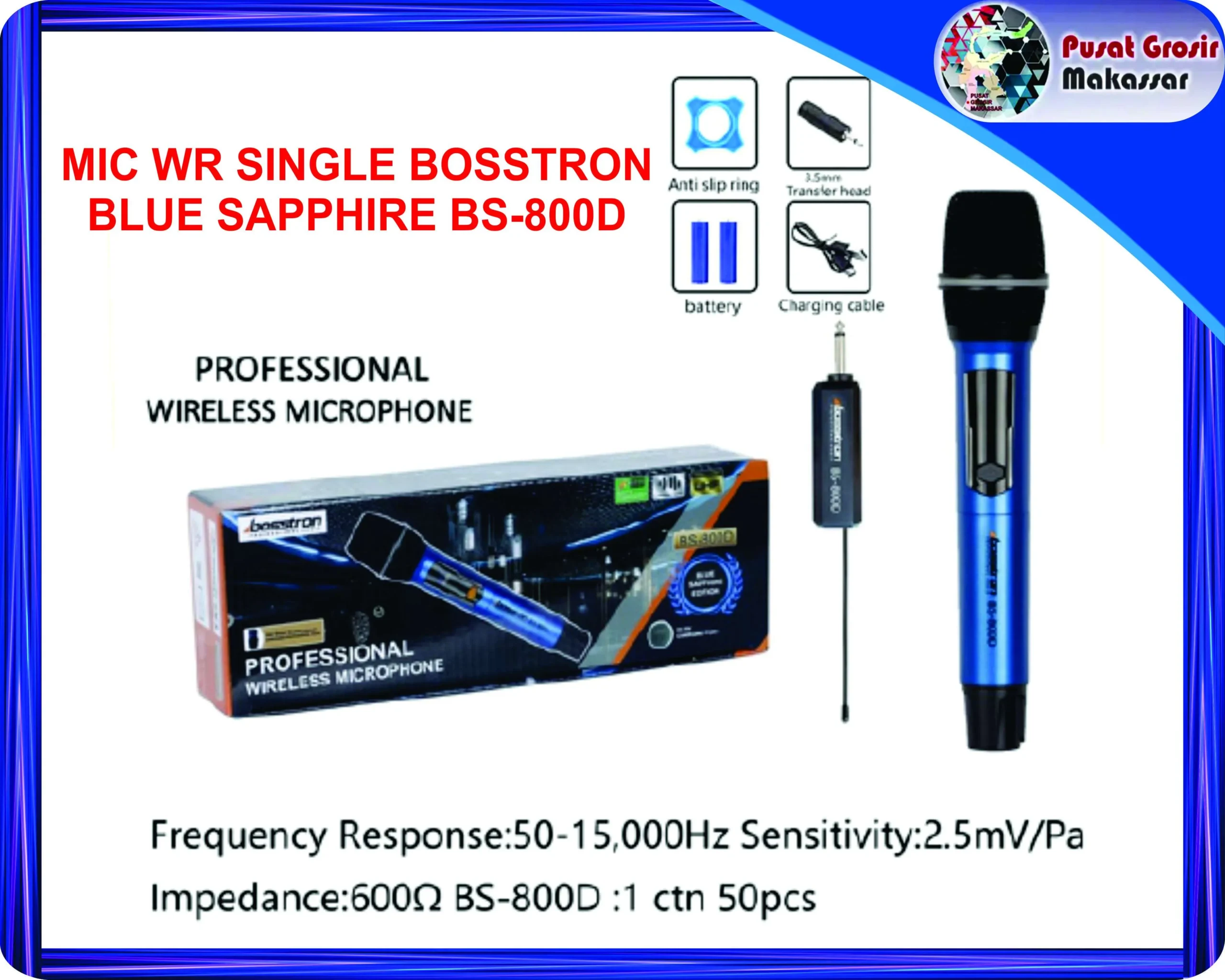 mic wr single bosstron blue sapphire bs 800d