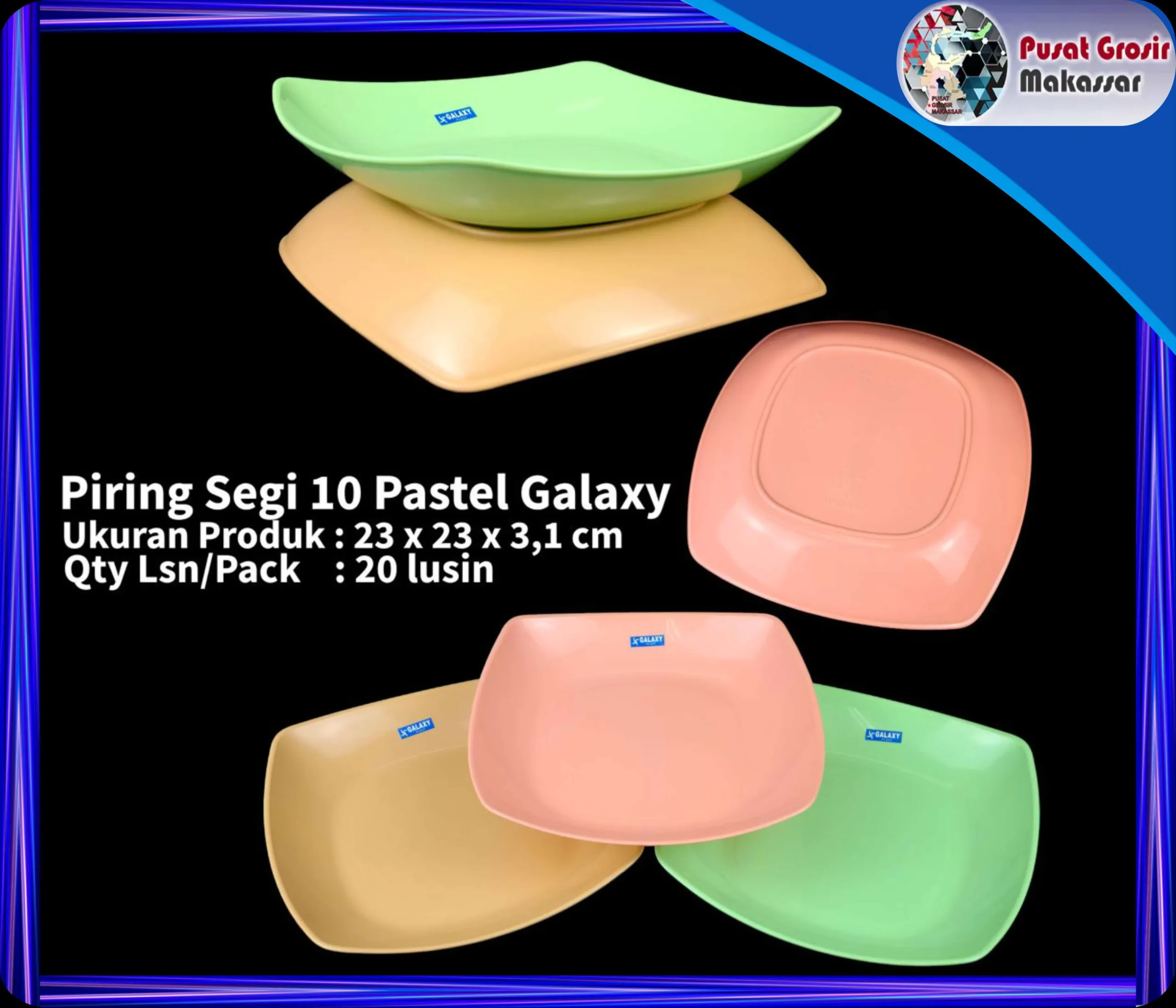 piring segi 10 pastel galaxy