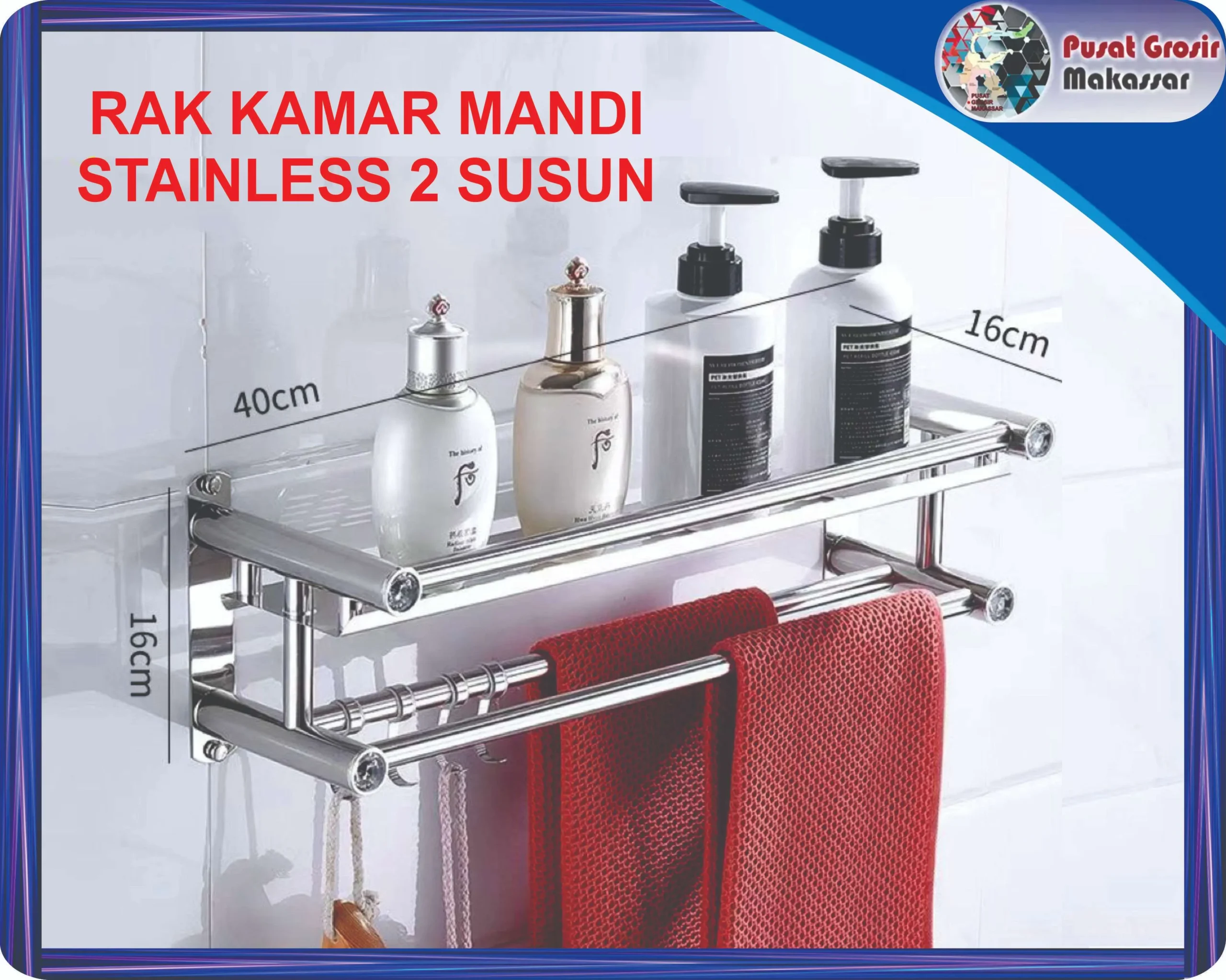 rak kamar mandi stainless 2 susun