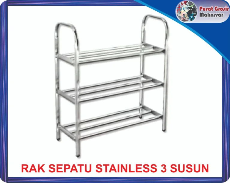 rak sepatu stainless 3 susun