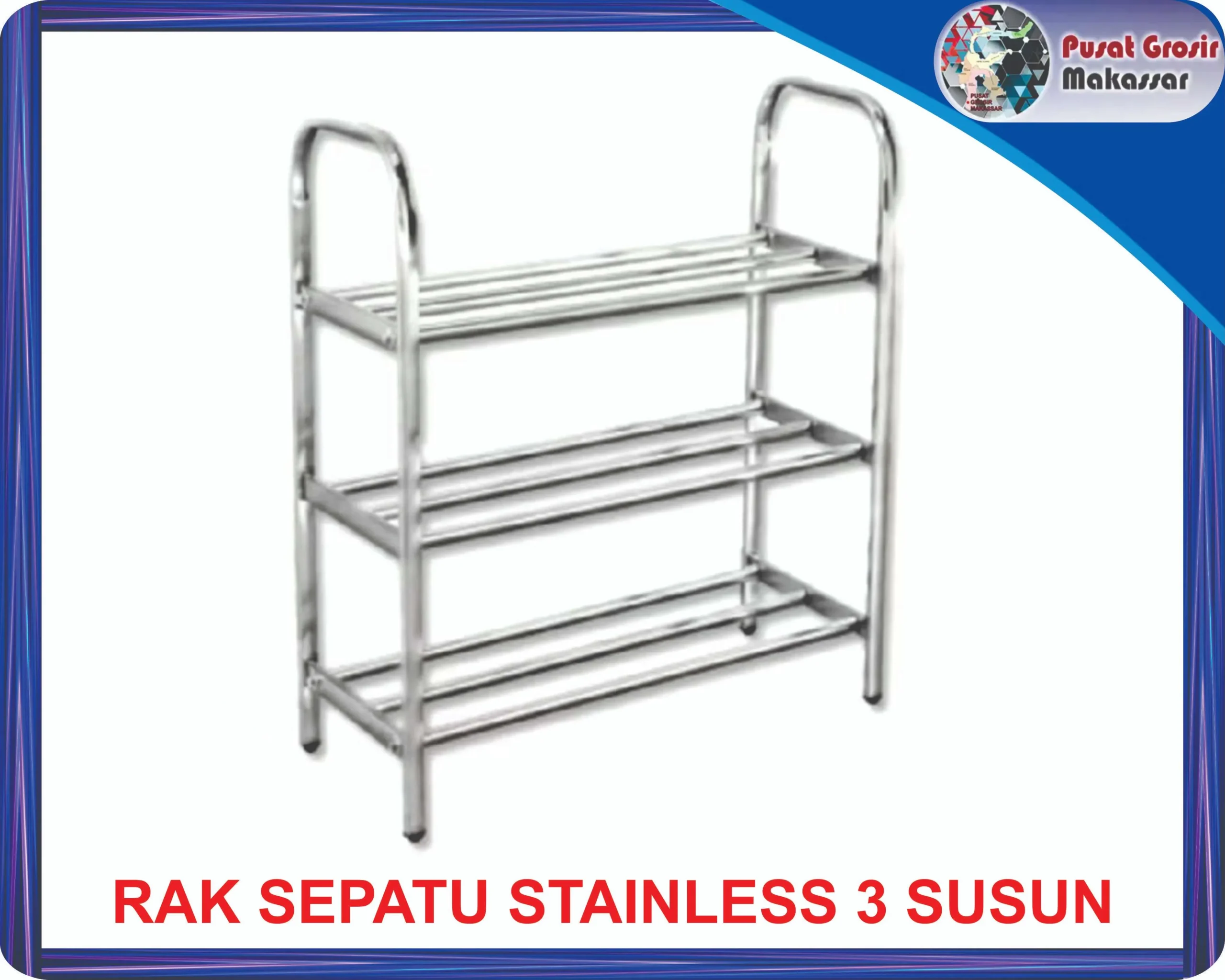 rak sepatu stainless 3 susun