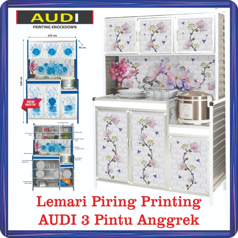 lemari piring printing audi 3 pintu anggrek