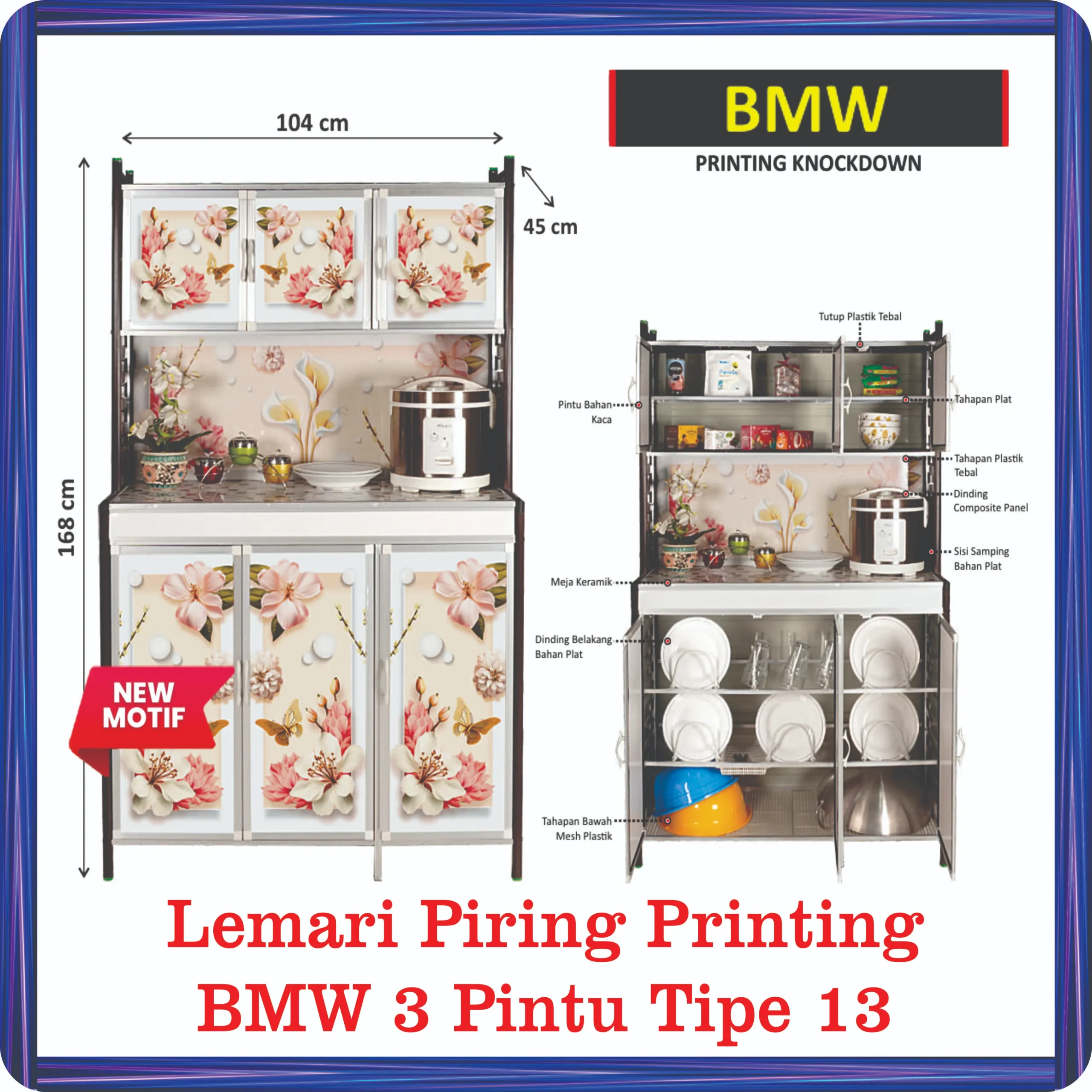 lemari piring printing bmw 3 pintu tipe 13